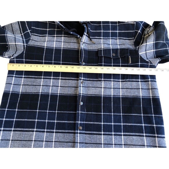 Wolverine DISTRESSED Hoodie XL Plaid Blue Snap Close Long Sleeve Workwear - Picture 7 of 11